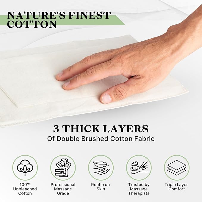 LONDON LINENS 100% Natural Cotton Flannel Castor Oil Pack Wrap - Unbleached, Reusable Castor Oil Wrap for Abdomen, Joints & Other Areas with Front Pocket for Hot & Cold Pack (Pack of 6)
