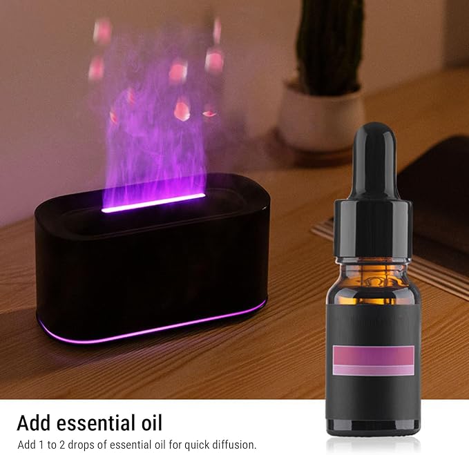Asixxsix Essential Oil Diffuser, Aromatherapy Diffuser Cool Mist Humidifier with 7 Colors Light, Scent Aromas Diffuser, Quiet Flame Diffuser for Essential Oil, Home, Office, Bedroom (Black)