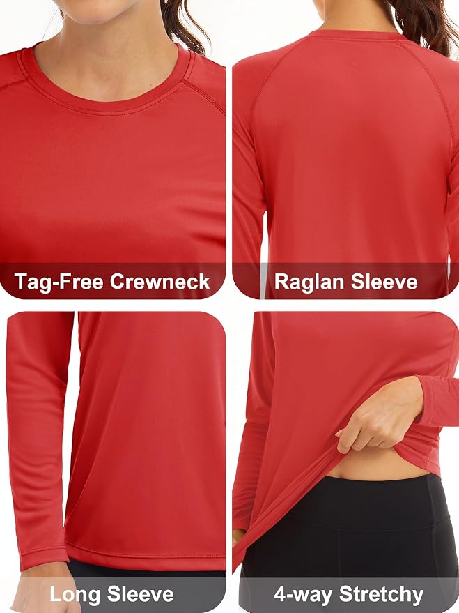 MAGCOMSEN Women's Long Sleeve Shirts UPF 50+ Sun Protection Shirts for Hiking Fishing Workout Rash Guard