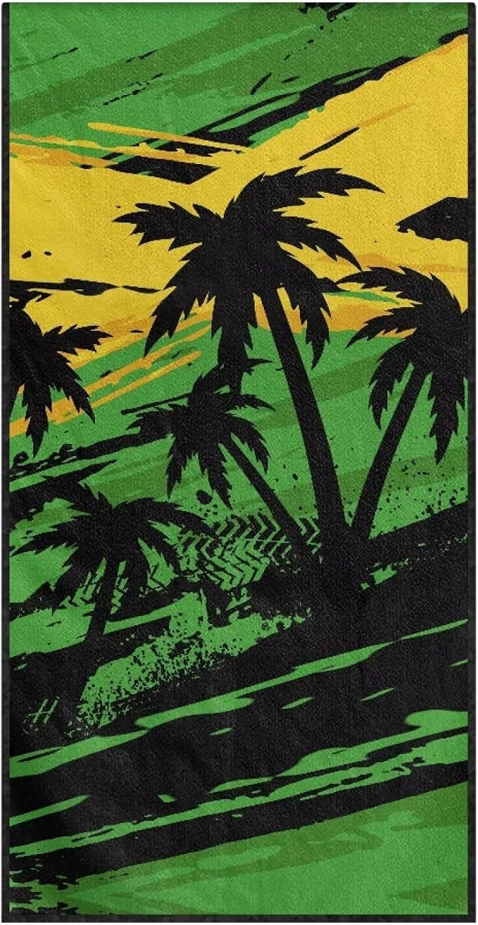 INSTANTARTS Coconut Tree Jamaican Flag Car Seat Cover Protector Sweat Towel Multi-Functional Car Towel