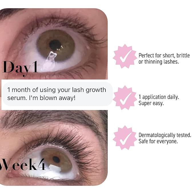 One V Salon Eyelash Growth Serum- Fuller & Longer Looking Eyelashes, Advanced Lash Serum for Longer, Fuller, Thicker Lashes，Natural Lashes, Extensions & Eyebrows, Vegan & Cruelty-Free(3mL)