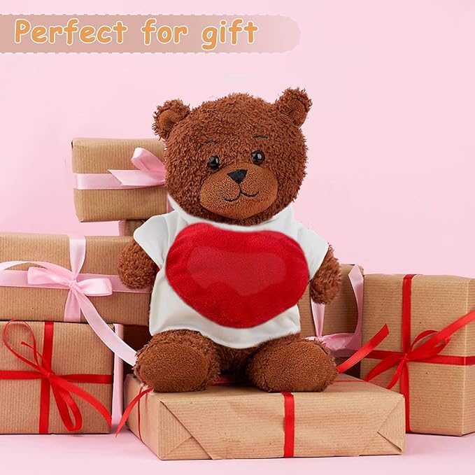 12 PCS Stuffed Bear Clothes Shirt Stuffed Animal T-Shirt Doll Tshirts Classic Plush Bear Shirts Bear Hoodie Fit 14-18 Inches Stuffed Bear Dolls (White)