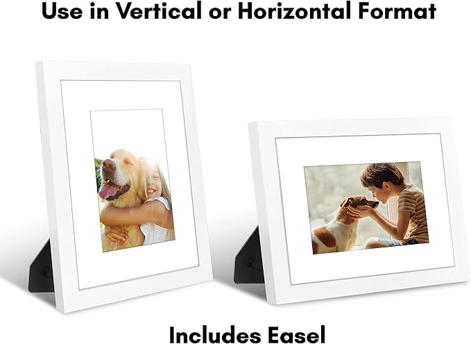 Americanflat 8x10 Picture Frame with Shatter-Resistant Glass - Use as 5x7 Frame with Mat or Display 8x10 Photo Without Mat - Signature Collection - Picture Frames for Tabletop and Wall Display - White | Shatter-resistant glass, wall or tabletop display...