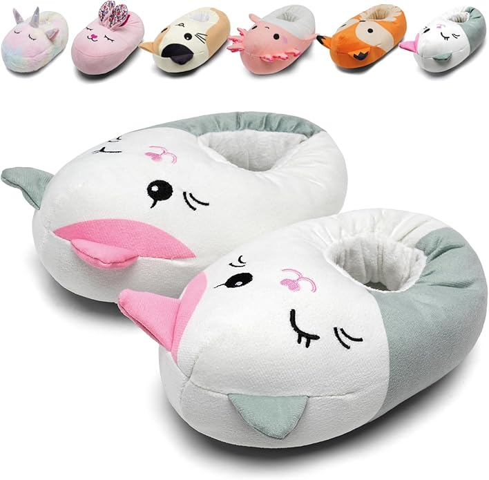 IceUnicorn Toddler Slippers Kids Cute Funny Animal House Shoes Girls Boys Christmas Fluffy Bedroom Indoor Slipper, Cat, Bunny, Unicorn, Axolotl, Fox