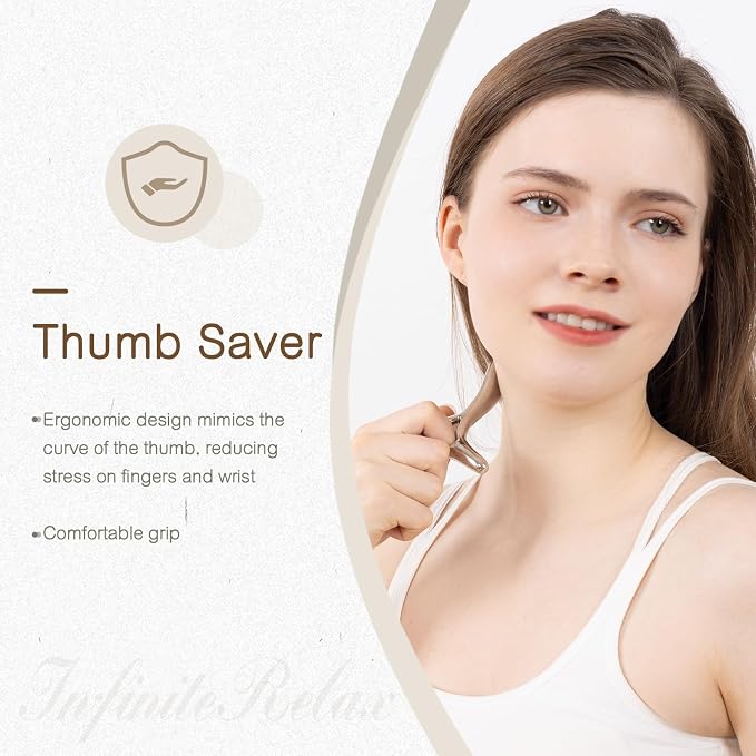 Metal Trigger Point Massage Tool for Deep Tissue Massage & Acupressure Body Gua Sha Tool, Muscle Scraper Massager, Thumb Saver Tool, Fascia Blaster for TMJ Relief
