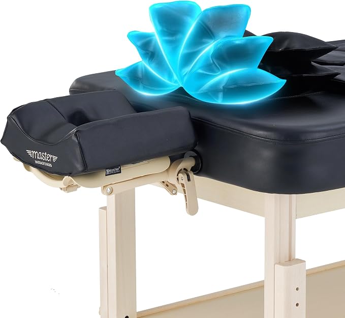 AirMaster-I 30" Professional Stationary Massage Bed | AirWave Compression & Full-Body Stretching | 3D Lumbar Traction Support | Spa & Home Wellness Table - Black/Natural