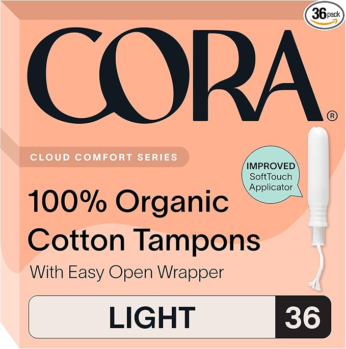 Cora Organic Cotton Tampons (36 Light Tampons)