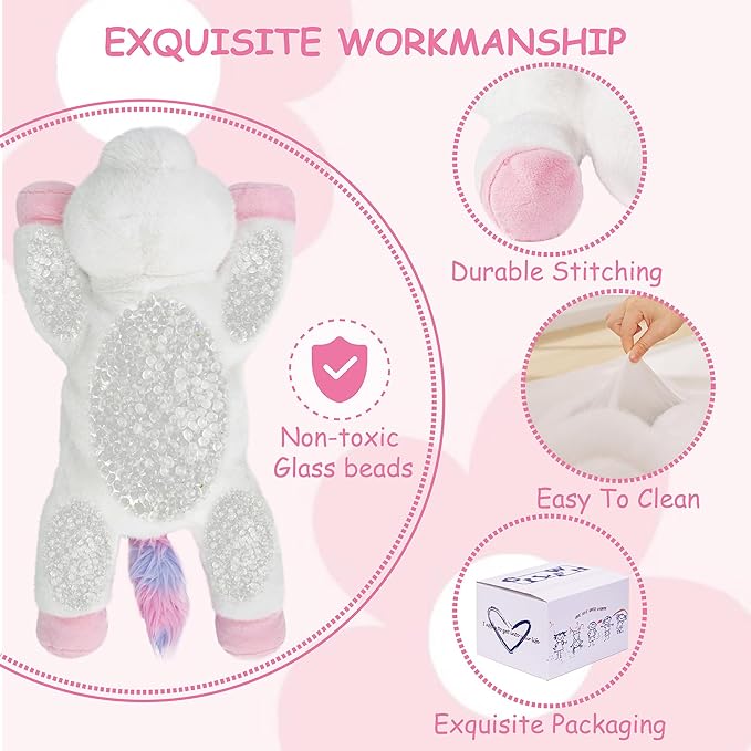 Unicorn Weighted Stuffed Animals - 25" Big Stuffed Animal Toy Rainbow Pillow for Girls Boys Kids, 5 lbs Ultra-Soft Washable Weighted Plush