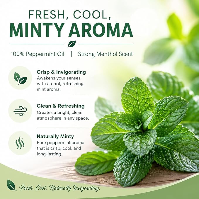GreenHealth Japanese Peppermint Essential Oil – 15 ml – 100% Pure & Uncut – Strong Menthol Aroma – Glass Bottle for Diffusers, Cleaning, DIY Use – Bottled in USA
