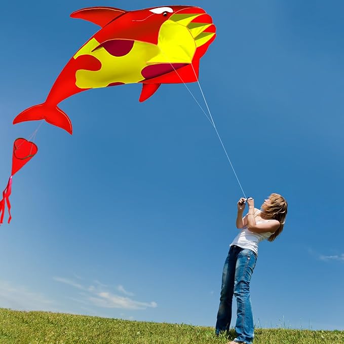HENGDA KITE 3D Kite for Kids and Adults,Easy to Fly,Excellent Fabric and Structure Design，Huge Frameless Soft Parafoil Giant Whales Dolphins Kite