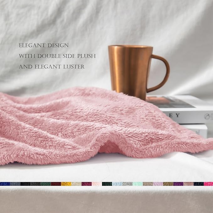 Exclusivo Mezcla Fuzzy Plush Fleece Bed Blanket Twin XL Size, Dusty Pink | 90x66 Inches, Super Soft and Cozy Bed Blanket, Fluffy Blanket for Bed, College Dorm Room Essentials, All Season