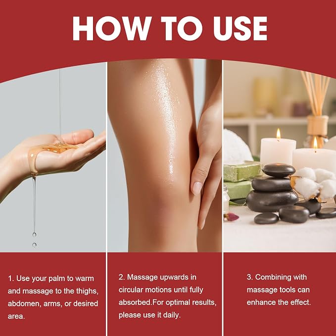 Anti Cellulite Massage Oil with Grapeseed & Sweet Almond Oil – Firming Body Oil for Cellulite, Tightening & Hydrating Body Moisturizer for Full Body, 4 fl oz (120mL)