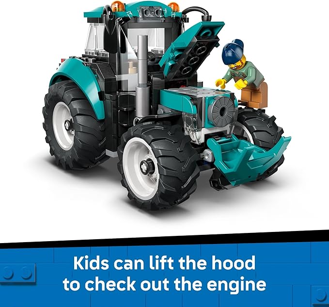 LEGO City Tractor Building Toy for Kids - Pretend Play Farm Vehicle for Boys & Girls, Ages 7+ - Tractor Toy W/Farmer Minifigure - Gift Idea for Birthdays - 60498