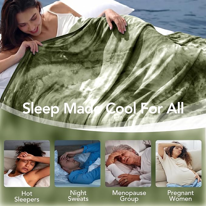 Cooling Blanket Queen Size 80"x88" for Hot Sleepers | Cold Summer Soft Blanket for Bed Couch and Travel Absorbs Heat Q-Max>0.35 Cool Lightweight Throw for Night Sweats Menopause