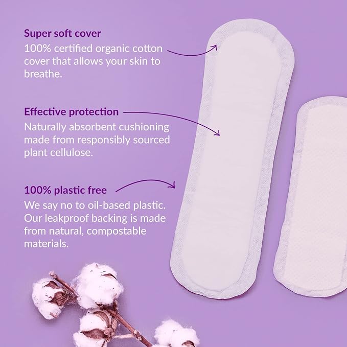 Natracare Dry & Light, Plus, Natural and Absorbent Pads with Organic Cotton Cover for Light Urinary Incontinence (1 Pack, 16 Pads Total)