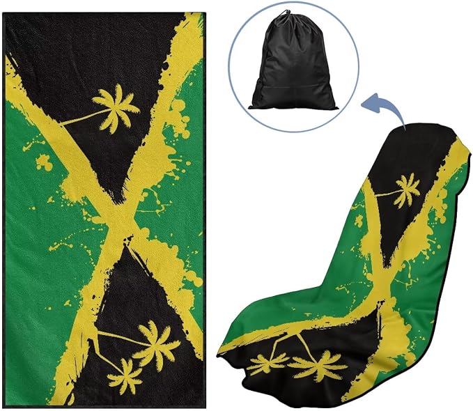INSTANTARTS Jamaican Flag Coconut Tree Car Seat Towel Cover Yoga Towel Car Seat Cover