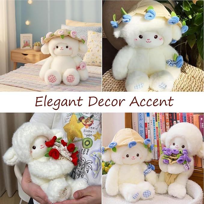 Baby Sheep Bouquet Rose Bouquet Plush Toy, Baby Sheep Bouquet Plush - 2-in-1 Convertible Gift with Detachable Floral Hood, Perfect for Valentine's Day & Birthdays