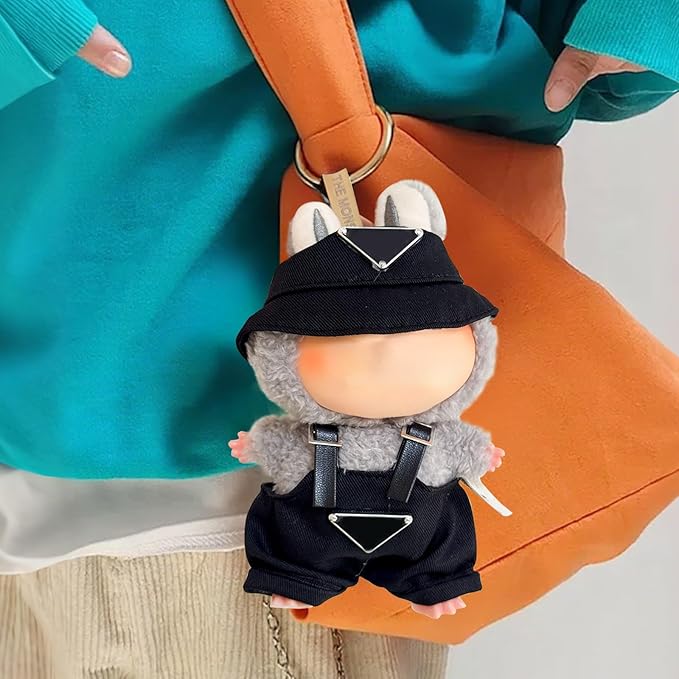 2 Sets Cute Doll Clothes for labubu，17cm Dolls Outfit Accessories,for la-bubu Dolls/for la-bubu Clothes,Pink Dress+Black Set It's a Gift for labubu Enthusiasts and Collectors (No Doll)