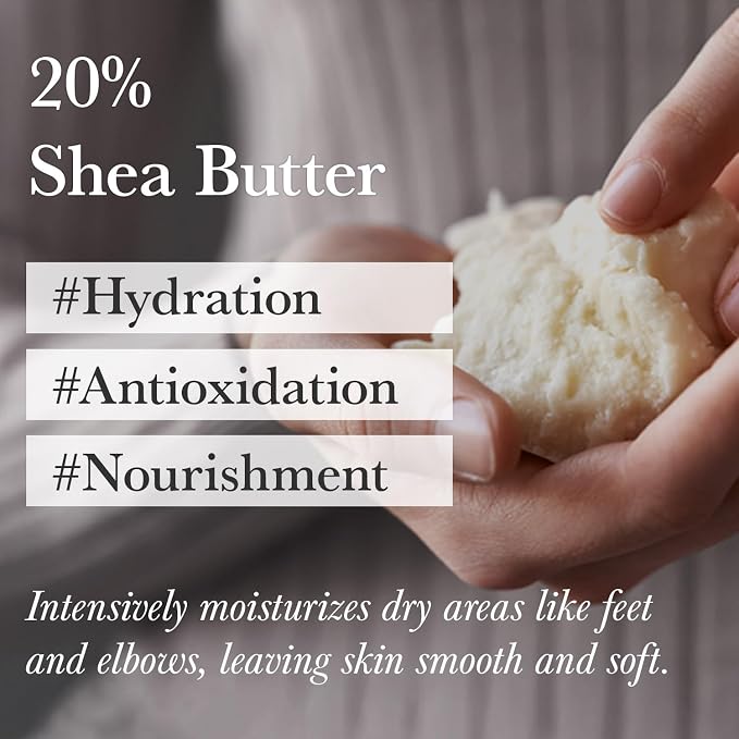 Mary&May 20% Shea Butter & Rice Bran Body Cream, 8.45 oz | Korean fragrance-free vegan body cream with 20% shea butter, rice bran & ceramide NP for dry, rough skin — non-greasy velvet