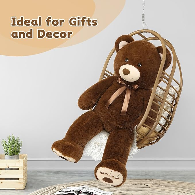 MorisMos Giant Teddy Bear, 51in Life Size Cuddly Plush for Baby Shower, Birthday, Valentine (Brown)