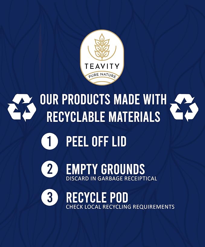 Organic Tea Pods with Moringa, Peppermint, Holy Basil & Turmeric - Naturally Decaf Tea - Mental Focus by Teavity (36)