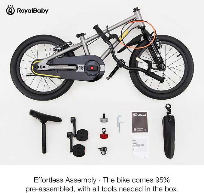 RoyalBaby EZ Fride Kids Bike 16 18 20 Inch, Lightweight Aluminum 2-in-1 Balance to Pedal Bike with One-Key Switch for Boys Girls Ages 4+