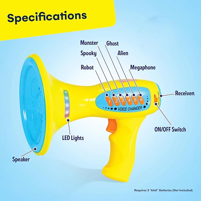 Kidzlane Voice Changer for Kids - Kids Microphone Toy with LED Lights and 5 Different Sound Effects - Voice Changer for Girls, Boys, Teens Age 5 Years and Up - Blue