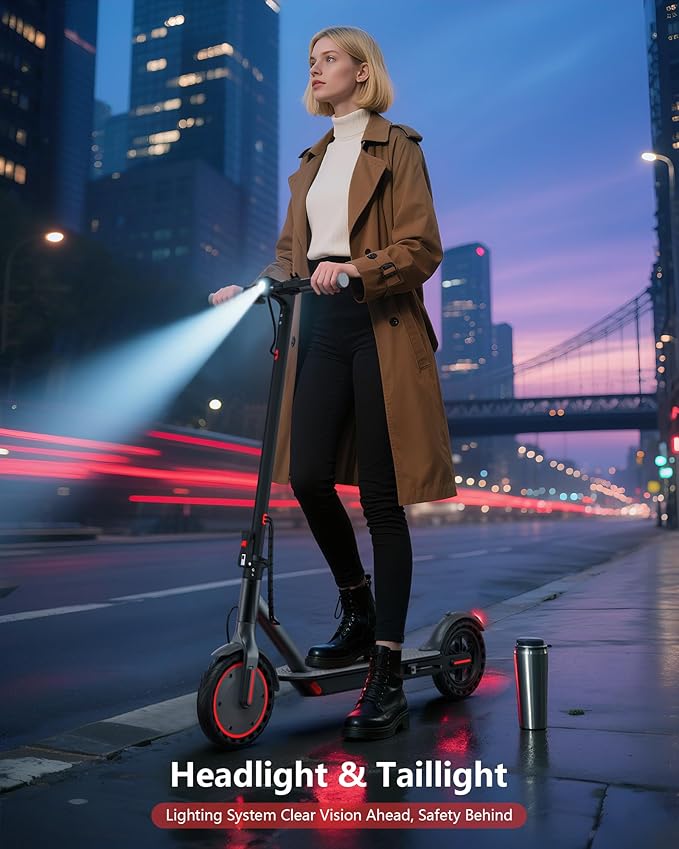 NAVIC Electric Scooter with Dual Suspension/Braking, 350W/500W Motor, 19/22 Mph,Max 22/25/27/49Miles Range, Foldable E Scooter for Adults with App