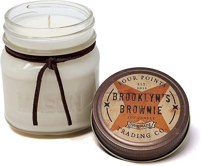 Brooklyn's Brownie Scented 8 Oz Soy Aromatherapy Candle w/Jar - Four Points Trading Co.