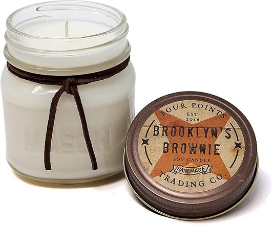 Brooklyn's Brownie Scented 8 Oz Soy Aromatherapy Candle w/Jar - Four Points Trading Co.