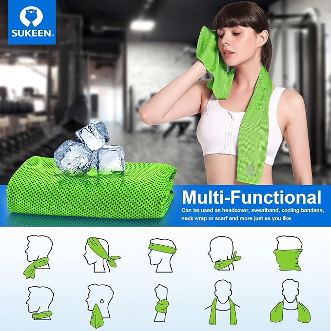 Sukeen Cooling Towels 10 Pack (40"x12"), Cooling Towels for Neck and Face, Ice Towel for Hot Weather, Gym Towel, Microfiber Sweat Towel for Gym, Yoga, Sports, Golf, Camping, Running, Fitness, Workout
