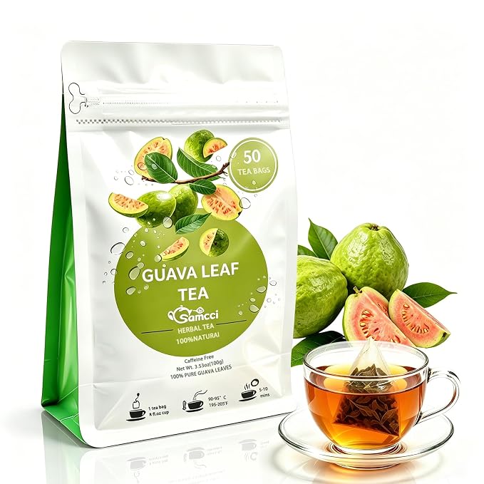 Samcci - Guava Leaves Tea Bags, 50 Teabags - Hojas De Guayaba, Premium Guava Leaf Tea - Immune Support - Digestion & Relaxation - Non-GMO - Caffeine-free