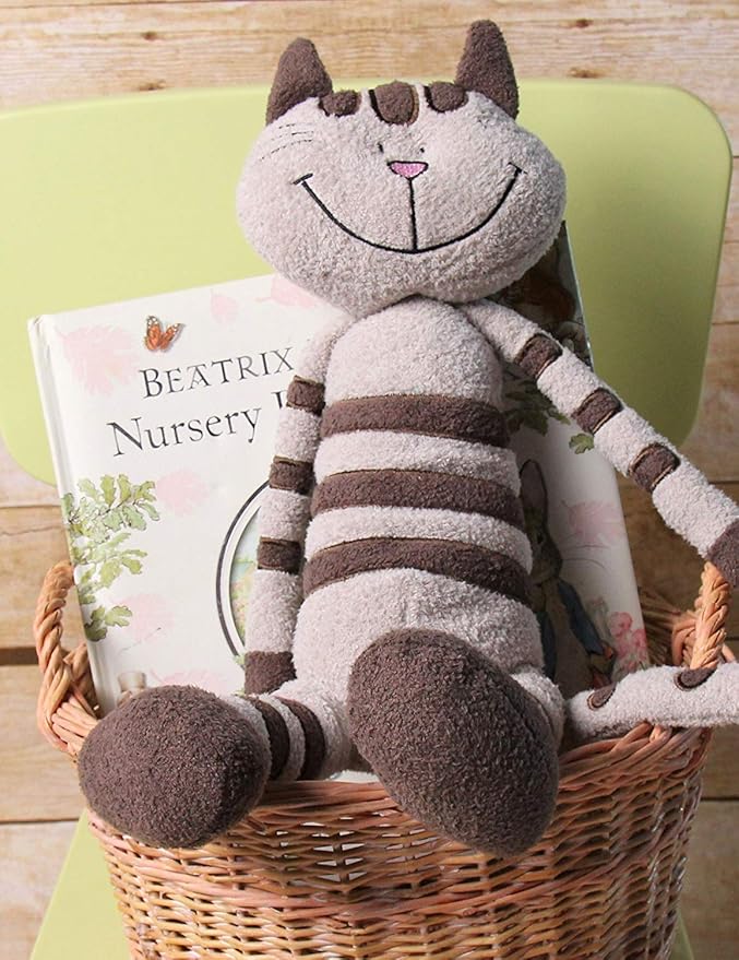 Plush Sitting Taupe Striped Calico Cat, 15"