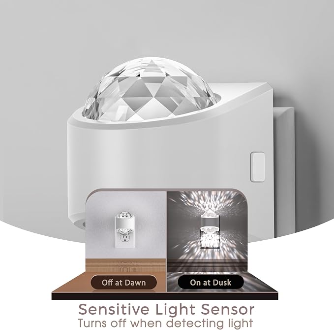 Night Lights Plug into Wall, Projector Night Light 5000K Dimmable | LED Dusk to Dawn Sensor Nightlight for Bedroom, Nursery, Bathroom, Home Decor, Gaming Room, Daylight White 5000k, 2 Pack
