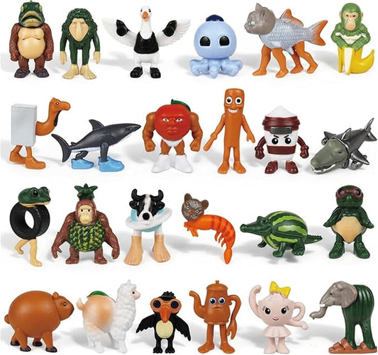 24PCS Italian Brainrot Meme Shark Figures Toys, 2 Inch Tralalero Tralala Action Figure, Tung Tung Tung Sahur Doll, Kids Birthday Party Favors Gift