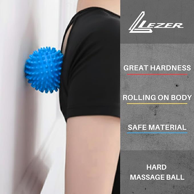 LEZER Spiky Massage Ball, Trigger Massage Point, Plantar Fasciitis, Deep Tissue Myofascial Release Tool, Foot Massager, Muscle Knot Relief, Physical Therapy, Set of 2 (Orange Trigger)