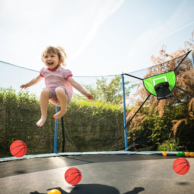 Trampoline Basketball Hoop Set, Trampoline Basketball Hoop Attachment Waterproof Basketball Goal for Trampoline Soft Basketball Game Accessories for All Ages Basketball Lovers