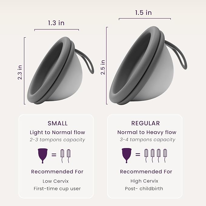 Ecoblossom Reusable Menstrual Disc - Menstrual Cup - Soft Period Disc for Women Designed with Flexible, Medical-Grade Silicone Period Cup (Black)