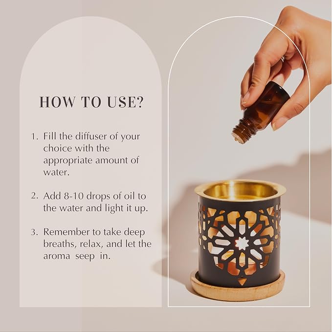 Dukhni Oud Essential Oil Diffuser Blend & Candle Burner | 6 x 10ml Arabic Oils with Diffuser| Relax with Home Aromatherapy, for Relaxation, Massage & Candle Making, Islamic Gift
