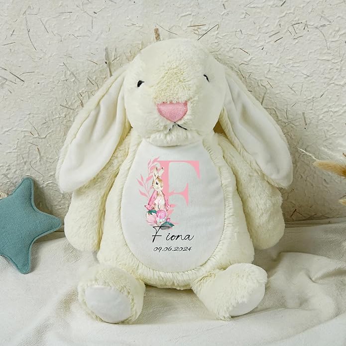 Custom Plush Bunny Keepsake Toy Hold Me Close Worry Hug Rabbit Personalized Stuffed Animal Doll Baby Shower Birthday Gift