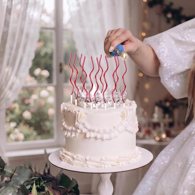 PHD CAKE 24-Count Red Spiral Long Thin Birthday Candles, Cake Candles, Birthday Parties, Wedding Decorations, Party Candles