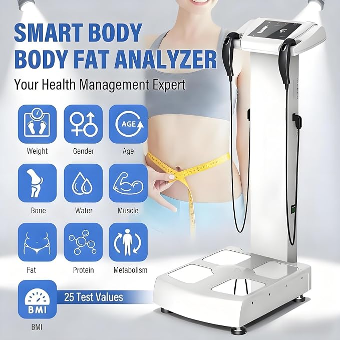 Smart Full Body Composition Analyzer Scale - Full Body Digital Scale Body Fat Measurement Device, BMI Measurement Tool, Body Fat Analyzer, Muscle Mass Inbody Scale Beige
