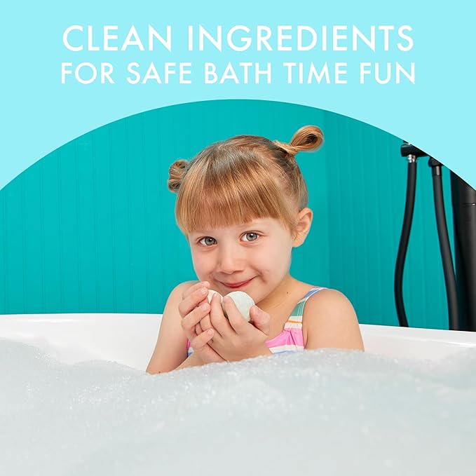 Dabble & Dollop Mini Bath Bombs, 100% Natural Droplets for Kids, Fresh Fruit Scents - Resealable Pouches, Fizzy, Moisturizing & Fun, Vegan, Gluten-Free, Cruelty-Free (Set of 24)
