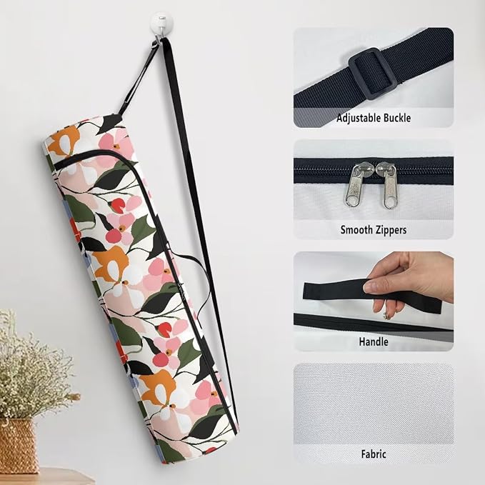 Yoga Mat Bag with Adjustable Shoulder Strap and Handle Zipper, 30in Wide x 6.3in Diameter for Yoga Mat Storage