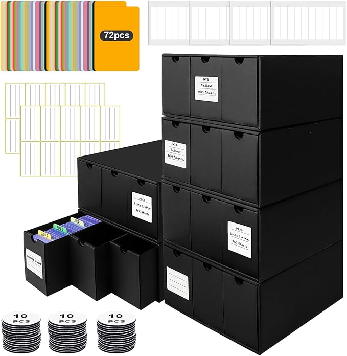 Trading Card Storage Box, 10800+ Card Organizer with 18 Inner Boxes & 72 Card Dividers, Fits Sleeved Cards & Toploaders for MTG, TCG, YGO, PTCG, Sports Cards, with Labels & Tapes
