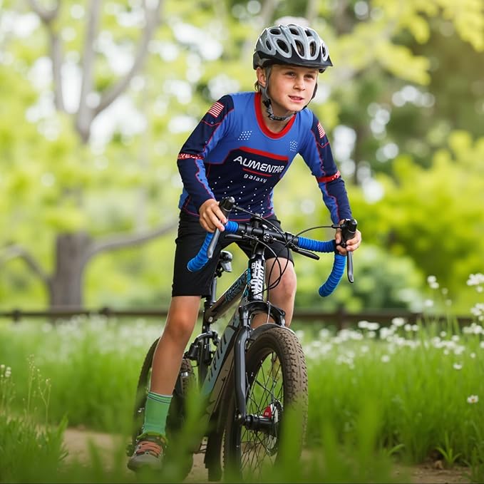 Kids Cycling Jersey Long Sleeve Dirt Bike Motocross Shirt, BMX Off-Road Racing Clothing