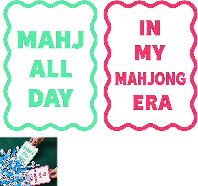Soulchen 2 Pcs Mahjong Tile Mixer Shufflers for Mixing and Shuffling Tiles Plastic Mahjong Accessories Gifts for Lovers Games Decorative Wavy Edge & Printed Design (White Style)