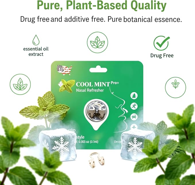 Intense Peppermint Aroma Clip Offers a Crisp and Cooling Scent Experience, Designed for Users who Prefer a More noticeable Peppermint Fragrance in Their Daily Routine(2Pack)