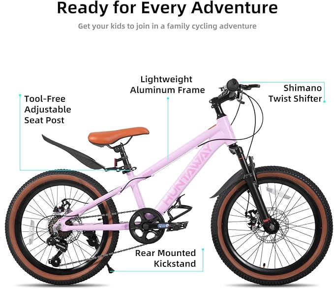 KEANO Huntaway 20 24 Inch Kids Bike for Boys & Girls Ages 7-12 Years Hardtail Mountain Bike for Kids with Aluminum Frame and 7-Speed Drivetrain Children Bicycle