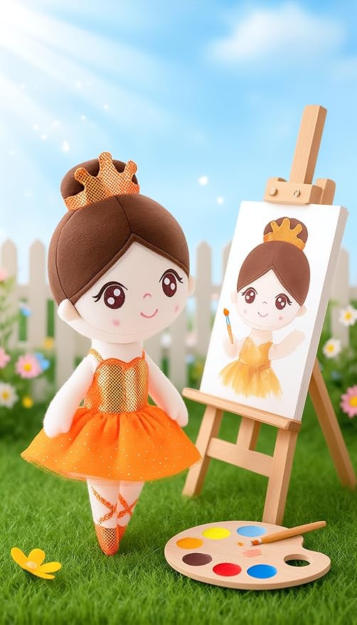 Gloveleya Baby Girl Gifts Dolls Soft Plush Toy Ballet Girl Doll Orange 14 Inches with Gift Box…